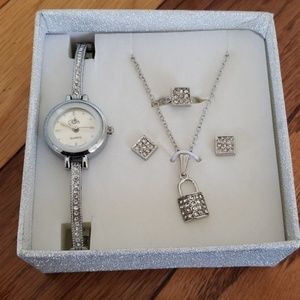 Beautiful lock watch ring necklace earrings set